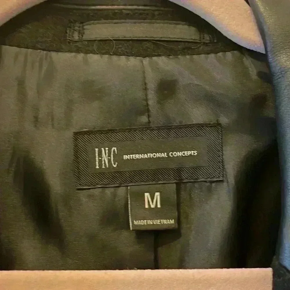 INC International Concepts Men’s Wool Blend Jacket Vegan Leather Accents SZ M